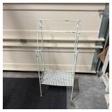 White Metal Standing Rack With Two Shelves