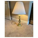 Brass Table Lamp with Pleated White Shade