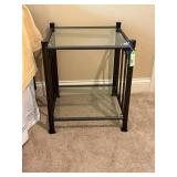 2 Metal Side Tables With Glass Top and Shelf