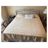 Black Metal King-Size Bed Frame with Headboard and