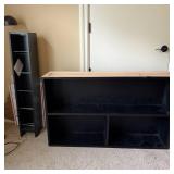 Black Wooden Bookcase and Tall Slim Shelf