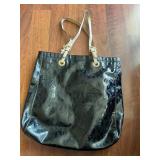 Black Patent Tote Bag With Handles