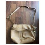 Vtg Tan Leather Shoulder Bag