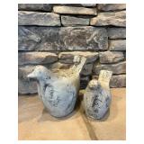 Two Cement Bird Sculptures