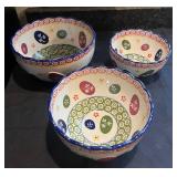 3 Vtg Ceramic Nesting Bowls