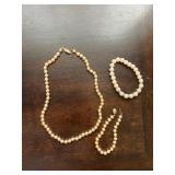 Vtg Costume Pearl Neclace and Bracelets