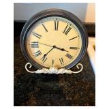 Vtg Round Wall Clock With Metal Stand