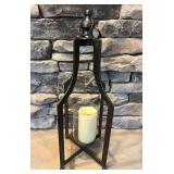 Black Metal Lantern With Candle