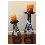 Vtg Black Metal Candle Holders Set 24ï¿½ï¿½