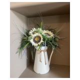 Decorative White Pitcher With Florals