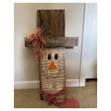 Vtg Handmade Wooden Snowman Decor