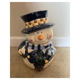 Vtg Ceramic Snowman Cookie Jar