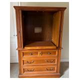 Vtg Wooden Armoire With Brass Handles