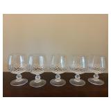 5 Clear Cut Crystal Goblets