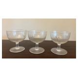 3 Vtg Frosted Glass Goblets