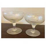 Vtg Etched Glass Coupes