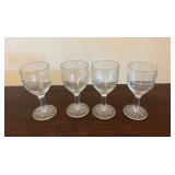4 Vtg Etched Glass Goblets