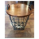 Wood and Metal Basket Table