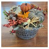 Autumn Pumpkin Arrangement in Bucket