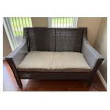Gray Wicker Loveseat with Cushion