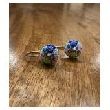 Vtg Sterling Murano Glass Earrings