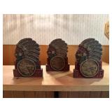 Vtg Indian Chief Bookends/Pencil Holderï¿½5.5ï¿½