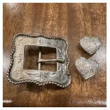 Vtg Sterling Silver Belt Buckle Setï¿½2ï¿½1.5