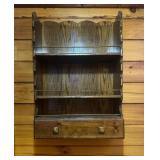 Vtg Wooden Wall Shelf with Drawerï¿½25x10x36