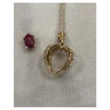14K Heart Pendant & Ruby Charmï¿½20ï¿½