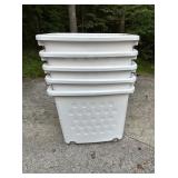 5 White Plastic Storage Binsï¿½22x16x19