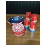 Patriotic Bowl, Candles, and Vtg Bowls
