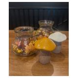Vtg Fall Lanterns & Mushroomsï¿½6ï¿½ & 5.5ï¿½