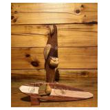 Hand-Carved Parrot & Surfboard Decor