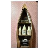 Vtg Wooden Boat Shelf w/Contentsï¿½9ï¿½3.5ï¿½24