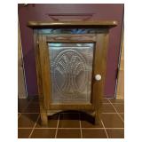 Oak Side Table w/Metal Panel Doorï¿½17x25x14