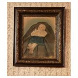 Vtg Baby Portrait w/Ornate Frameï¿½24.5ï¿½28