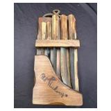 Vtg. Old Hickory Knife Set w/ Wooden Holder