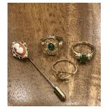 Vtg Avon Pin and Rings Set