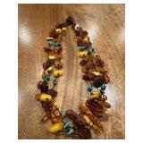 Vtg Amber and Turquoise Necklaceï¿½16ï¿½