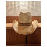 Vtg Larry Mahan Straw Cowboy Hatï¿½7-5/8