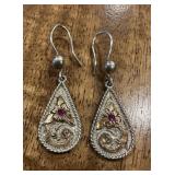 Vtg Mexican Sterling Teardrop Earrings