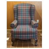 Vtg Wingback Chair w/Plaid Fabricï¿½30x30x42