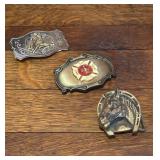 3 Vtg Metal Belt Buckles