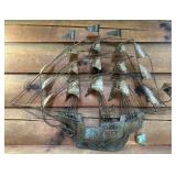Vtg Metal Wire Sailboat Wall Artï¿½30ï¿½24