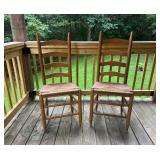 2 Vtg Wooden Ladderback Chairsï¿½18x14x42