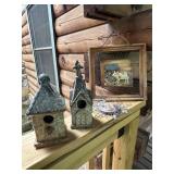 Vtg Decor Set: Birdhouses, Sun & Frameï¿½12ï¿½12