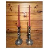 Vtg Cloisonne Brass Candle Holdersï¿½9ï¿½