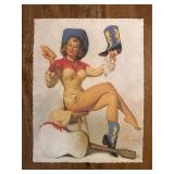 1963 Cowboy Pin-Up Girl Printï¿½7.25ï¿½9.5