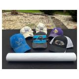 Vtg Sports Caps and Wall Poster