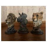 Vtg Safari Bust Sculpturesï¿½6ï¿½ tall